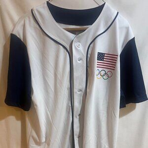 Team USA Jersey Shirt Mens Medium White Blue Olympic Olympics Baseball Fanatics